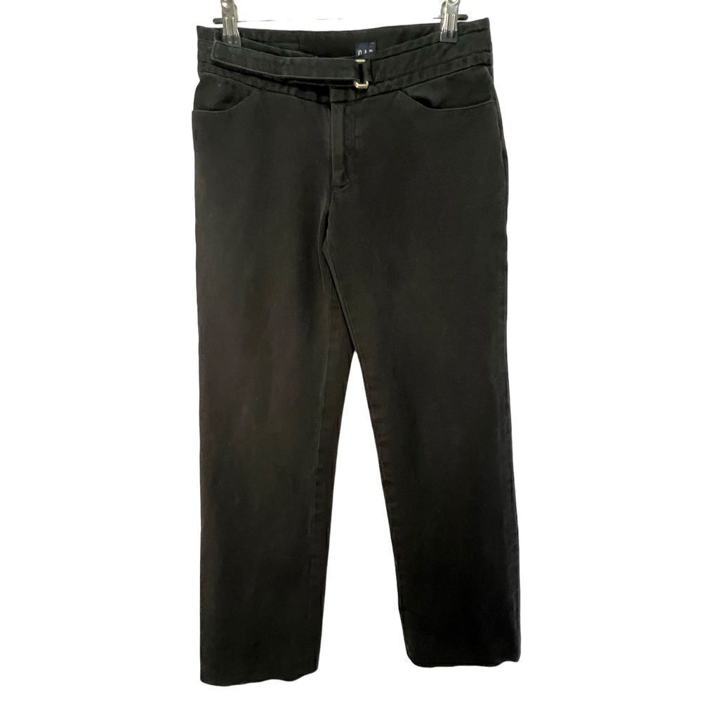 Gap Black Baggy Wide Leg Mid-Rise Stretchy Pants With Attached Belt